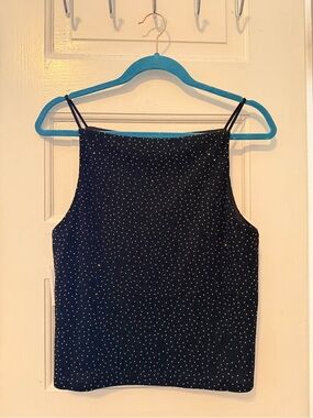 NWT Black Sequin Square-Neck Crop Top by LNA Clothing